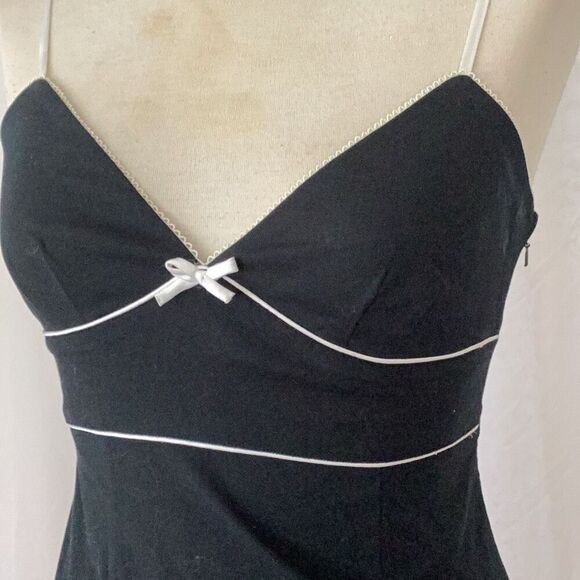 NWT Express Little Black Dress Women’s 8 White Satin Bow Straps Lined - Picture 5 of 10